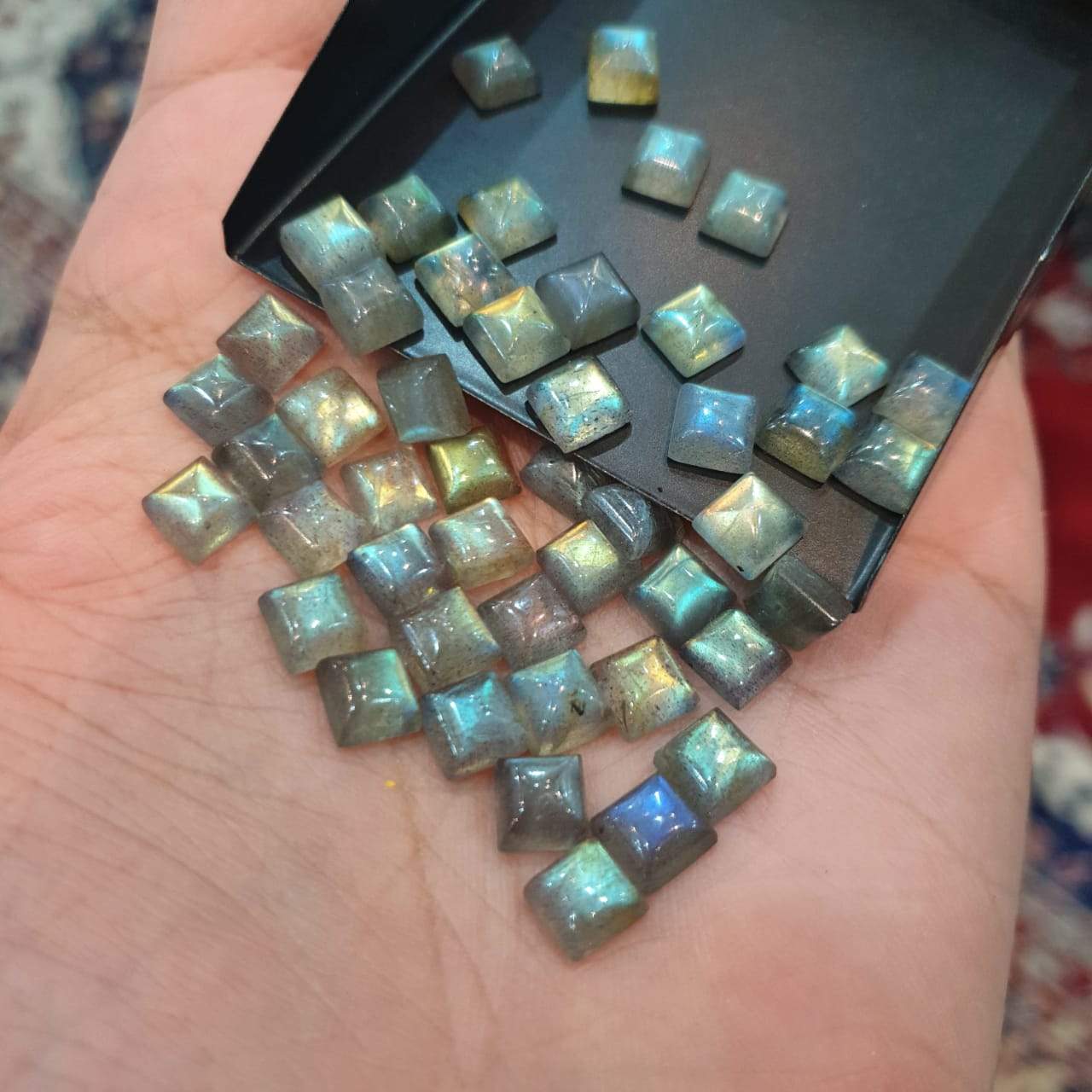 25 pcs Sugarloaf Labradorite Cabochon Sqaure 6mm | - The LabradoriteKing