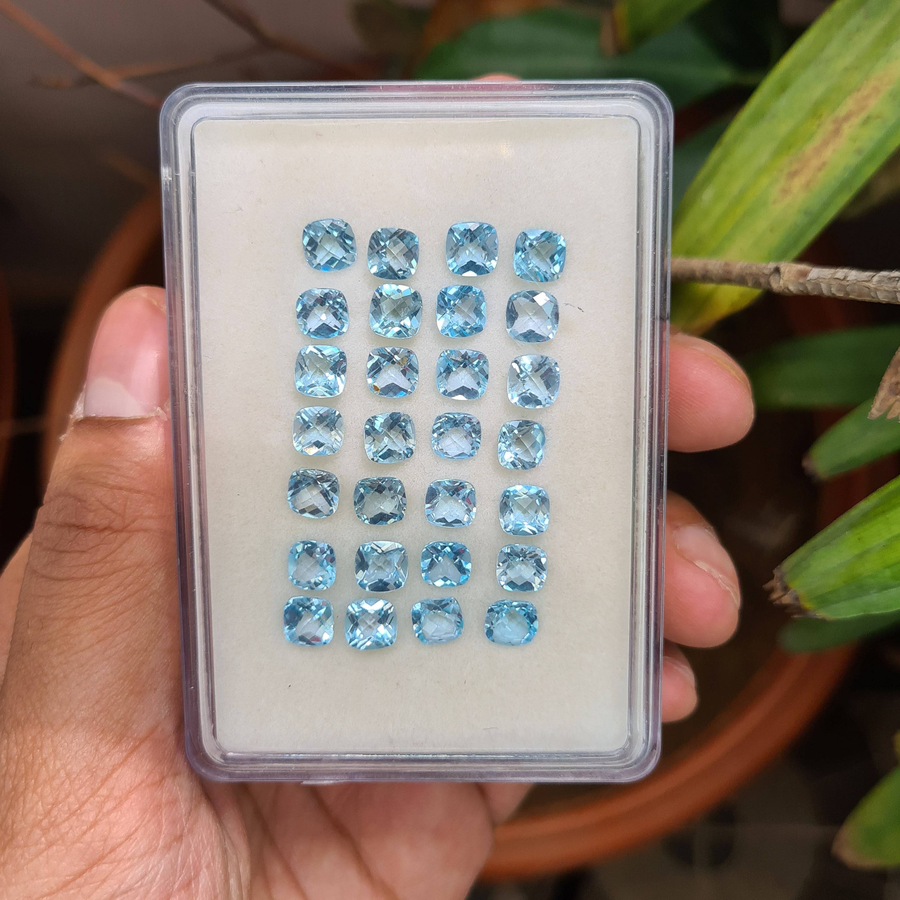 28 Pcs Natural Blue Topaz Faceted Gemstone | Size: 6mm, Cushion Shape - The LabradoriteKing
