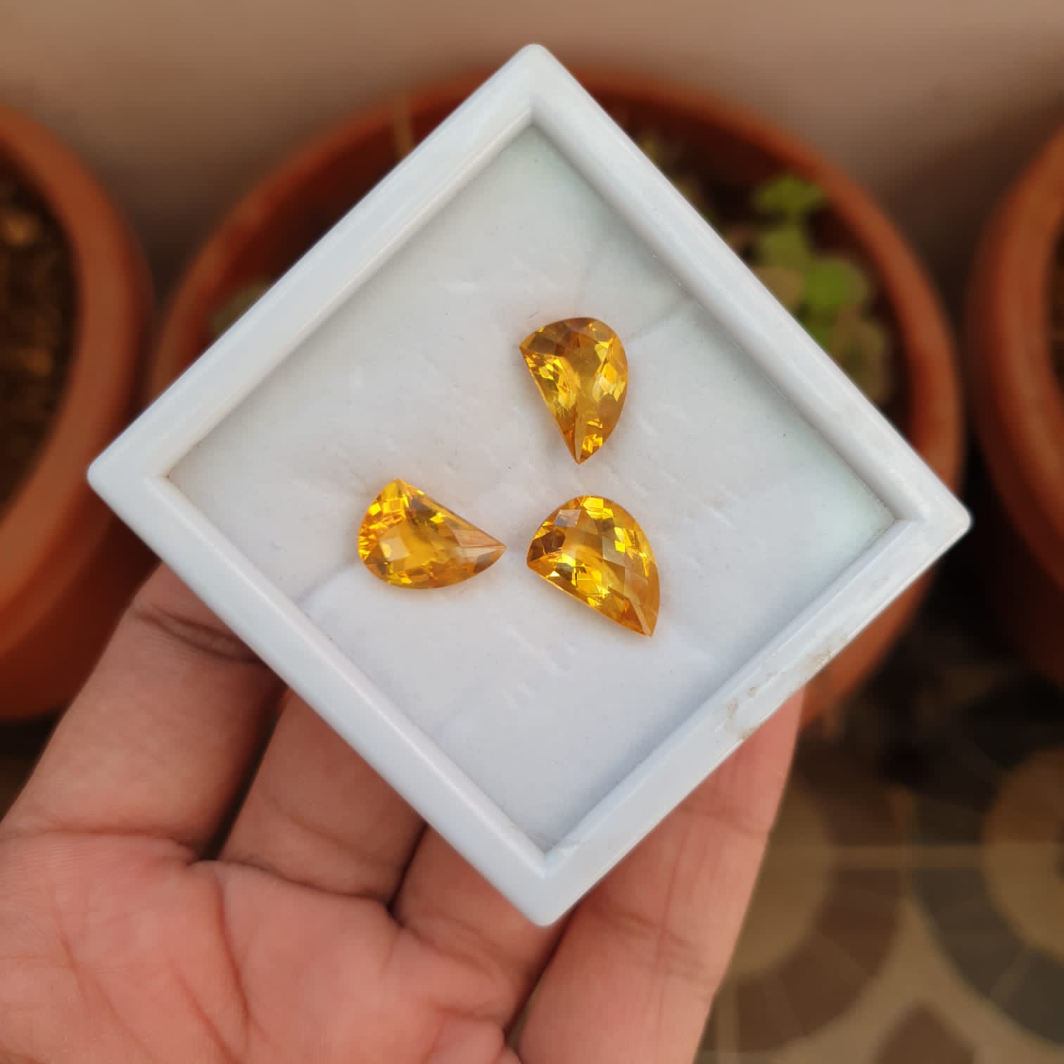 🔥 3 Pcs Natural Citrine  Gemstones | Fancy shape, Size: 14-15mm - The LabradoriteKing