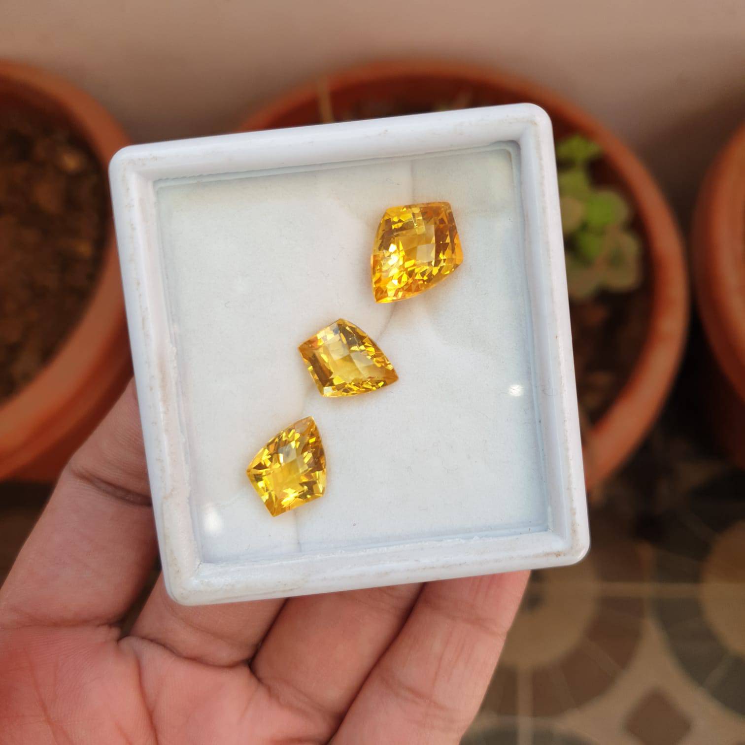 🔥 3 Pcs Natural Citrine  Gemstones | Fancy shape, Size: 15-18mm - The LabradoriteKing