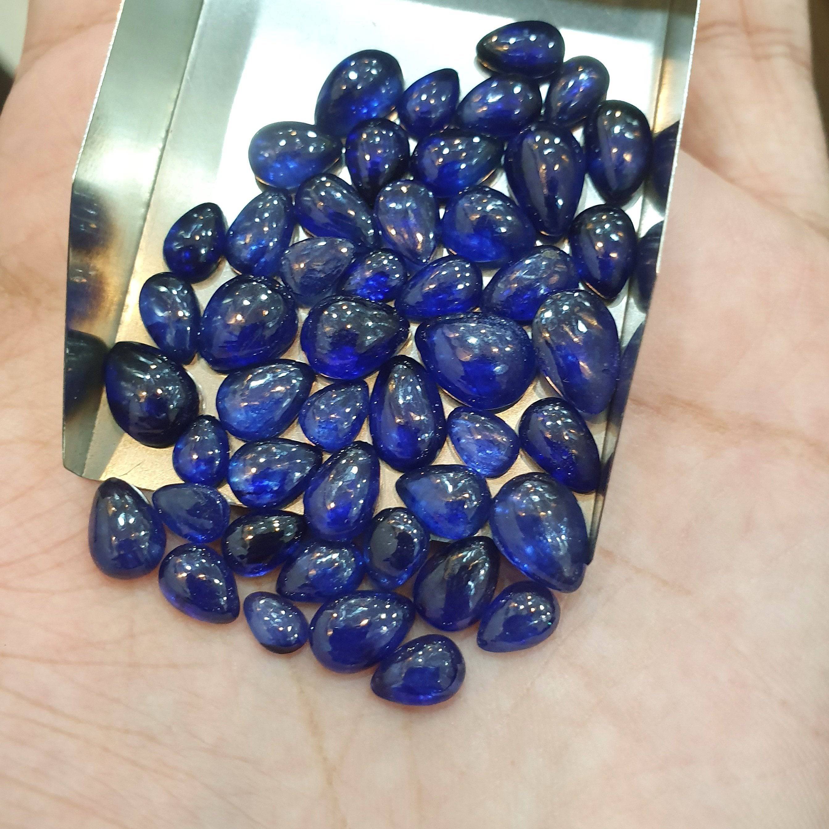 3 Pcs Natural Sapphire Teardrop Cabocbons 9-12mm - The LabradoriteKing