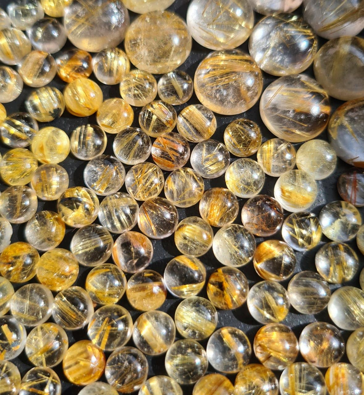 30 Pcs Gold Rutile Quartz Rounds Cabochons | 5-8mm - The LabradoriteKing