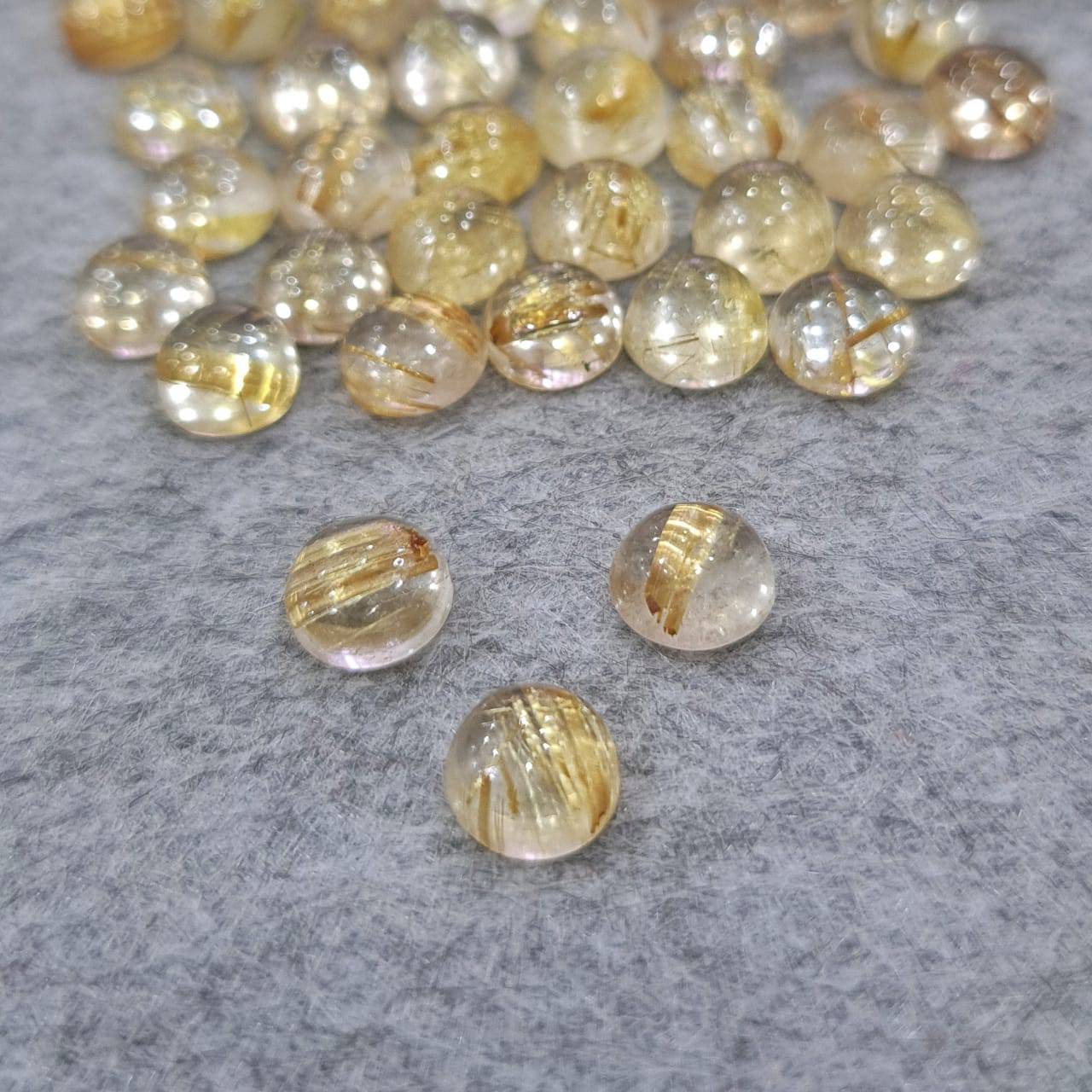 30 Pcs Gold Rutile Quartz Rounds Cabochons | 5-8mm - The LabradoriteKing