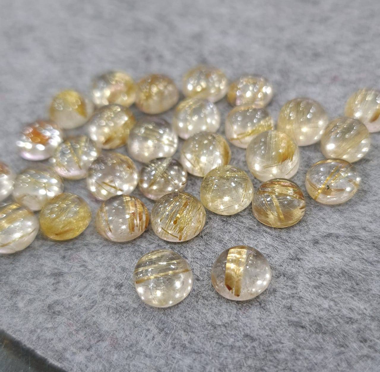 30 Pcs Gold Rutile Quartz Rounds Cabochons | 5-8mm - The LabradoriteKing