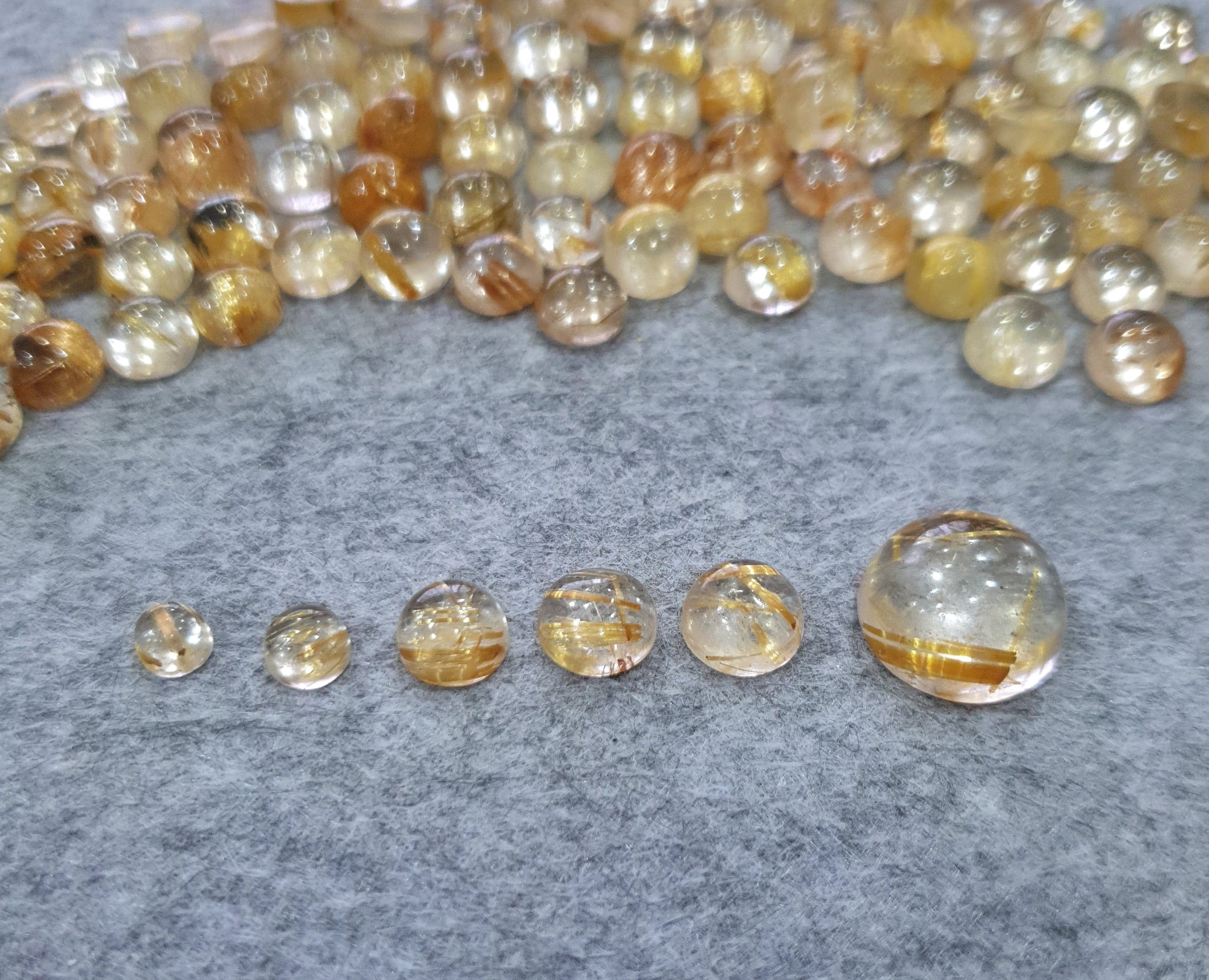 30 Pcs Gold Rutile Quartz Rounds Cabochons | 5-8mm - The LabradoriteKing