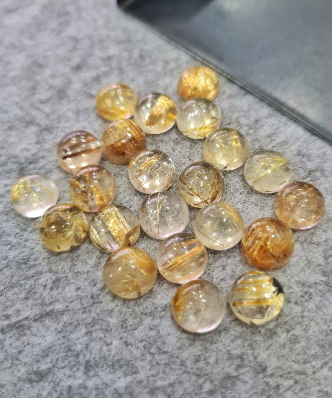 30 Pcs Gold Rutile Quartz Rounds Cabochons | 5-8mm - The LabradoriteKing