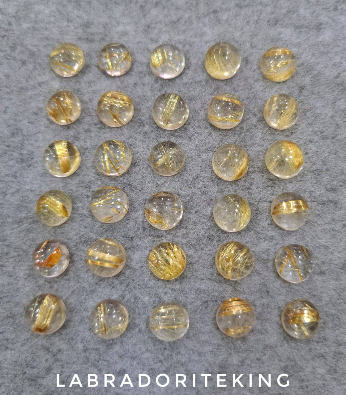 30 Pcs Gold Rutile Quartz Rounds Cabochons | 5-8mm - The LabradoriteKing