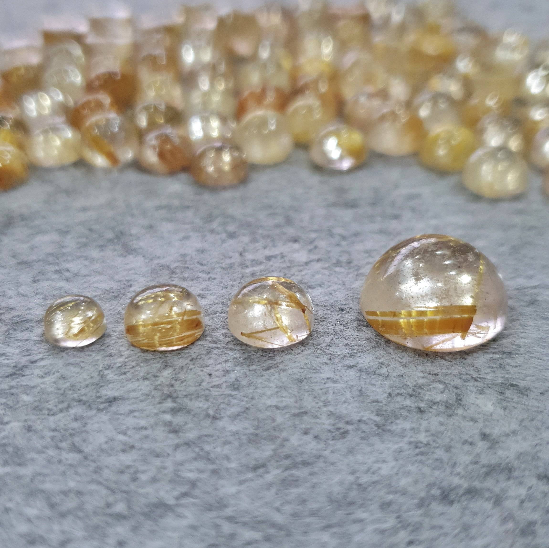 30 Pcs Gold Rutile Quartz Rounds Cabochons | 5-8mm - The LabradoriteKing