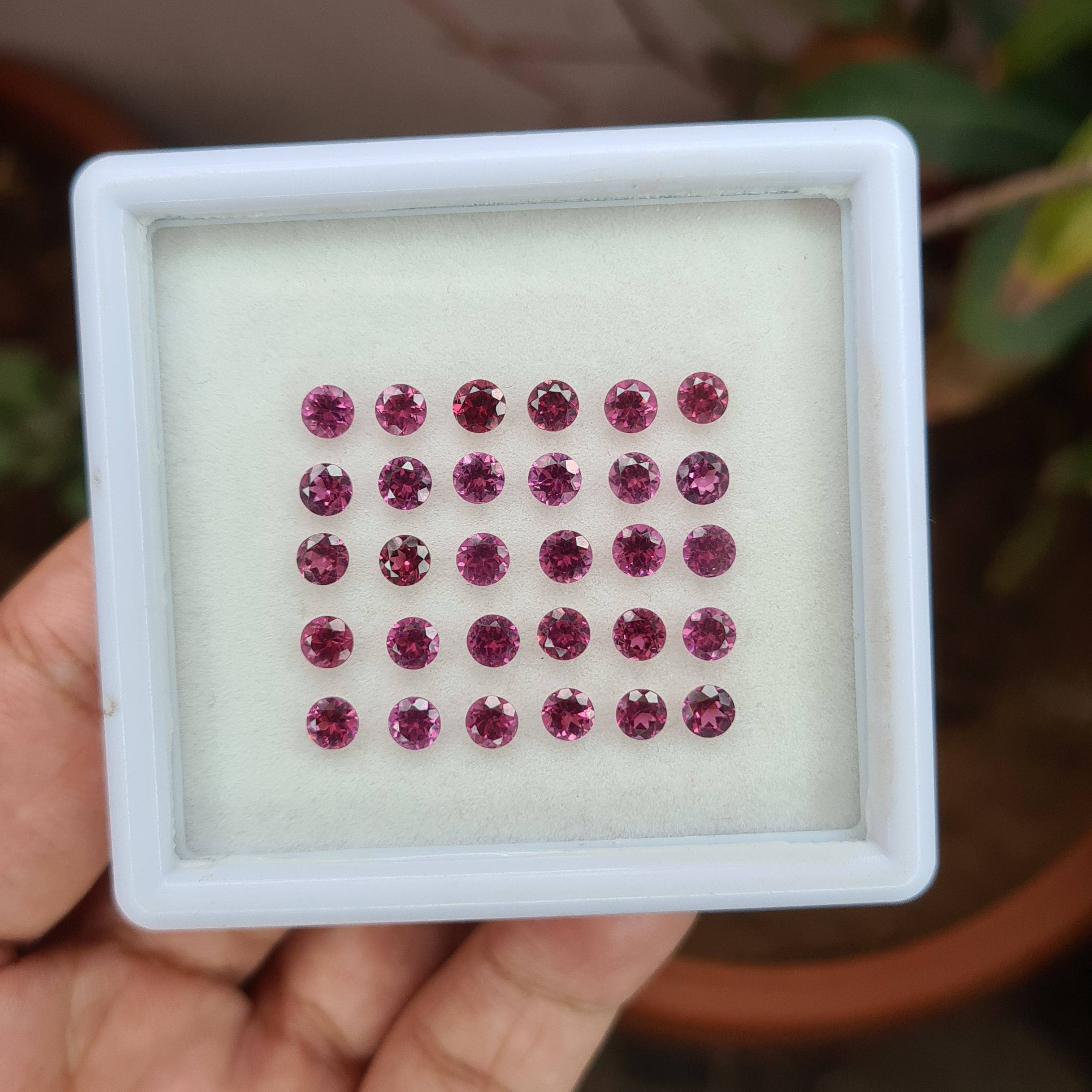 30 Pcs Natural Pink Garnet Faceted Gemstone |  Size 4mm - The LabradoriteKing