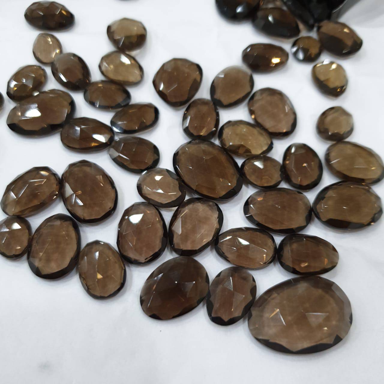 30 Pcs Smoky Quartz Rosecuts | 12-20mm Size | Flawless - The LabradoriteKing