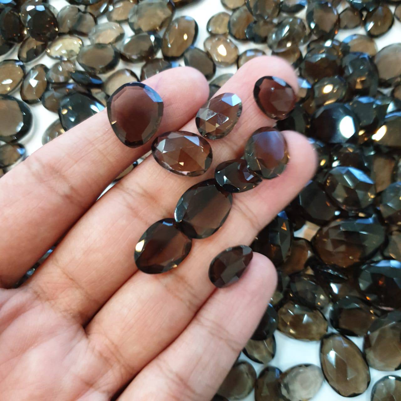 30 Pcs Smoky Quartz Rosecuts | 12-20mm Size | Flawless - The LabradoriteKing