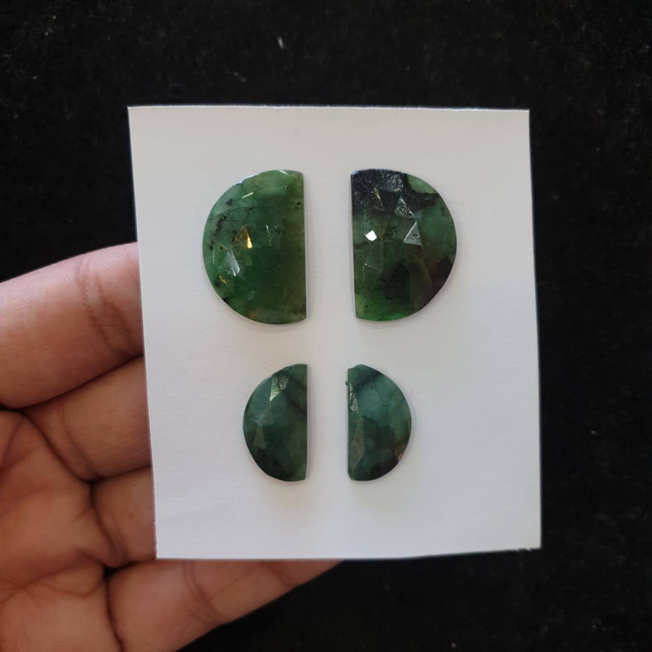 🔥 4 Pcs Natural African Emerald  Gemstones | Pair Untreated shape, Size: 20-26mm - The LabradoriteKing