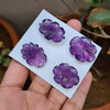 4 Pcs Natural Amethyst Flower Carved Gemstones | Fancy Shape, 28-31mm Size, - The LabradoriteKing