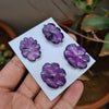 4 Pcs Natural Amethyst Flower Carved Gemstones | Fancy Shape, 28-31mm Size, - The LabradoriteKing