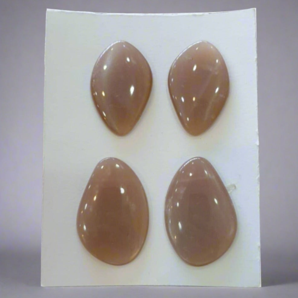 🔥 4 Pcs Natural Peach Moonstone Faceted Gemstones | Cabs shape, Size: 33-37mm - The LabradoriteKing