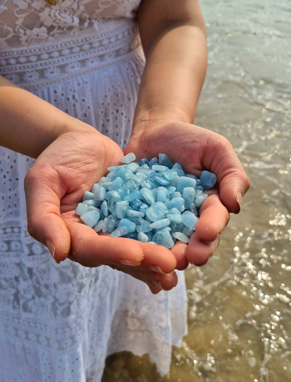 45 Pcs of Aquamarine Polished Unshapes | Top Drilled - The LabradoriteKing