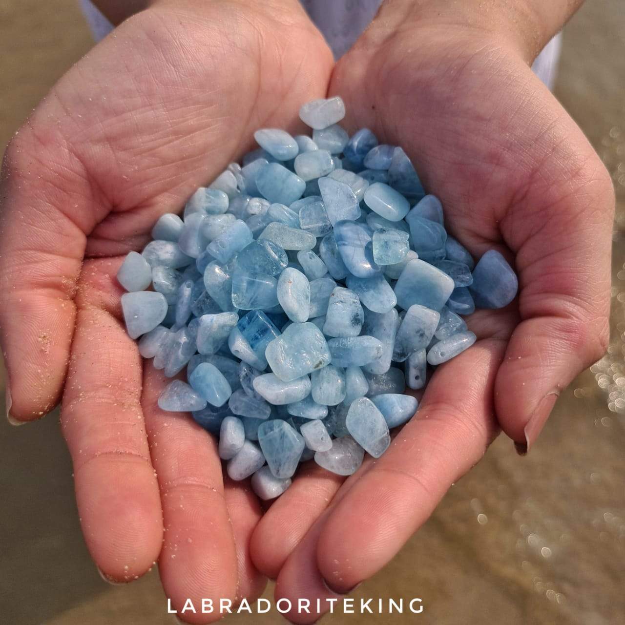 45 Pcs of Aquamarine Polished Unshapes | Top Drilled - The LabradoriteKing