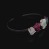 Load and play video in Gallery viewer, Sterling Silver bracelet Cuff - Raw Opal, Moonstone , Ruby and Tanzanite