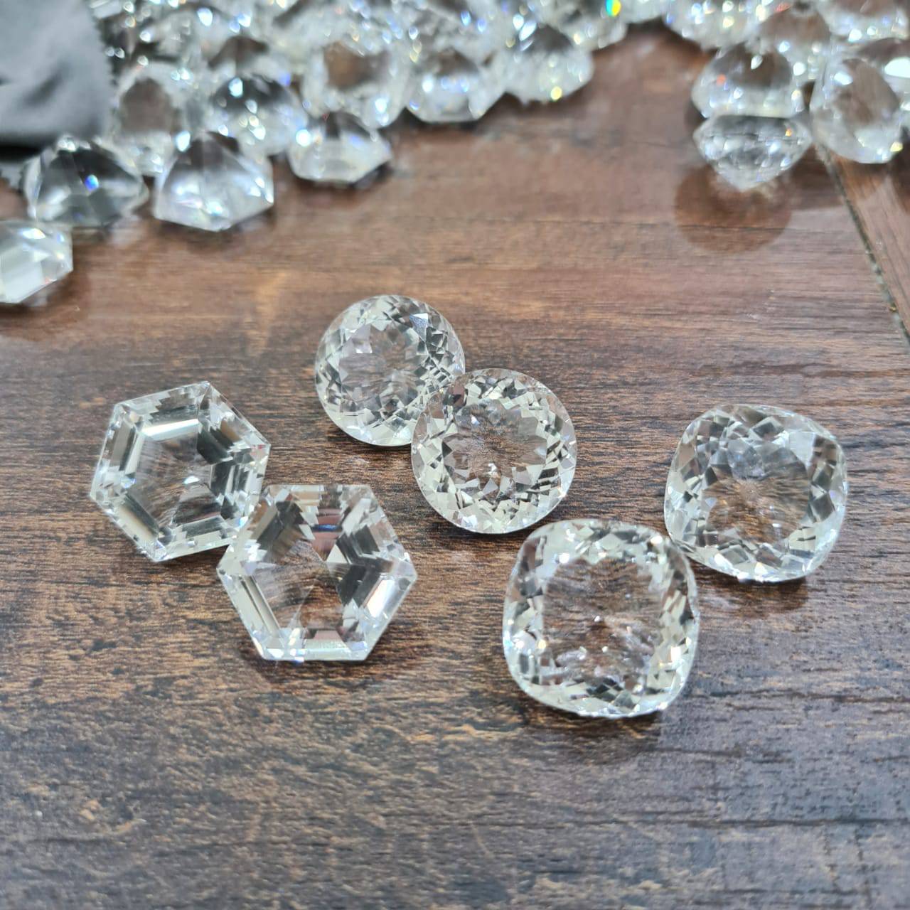 5 Pcs Clear Quartz Natural Faceted - Round| Hexagon | cushio - The LabradoriteKing