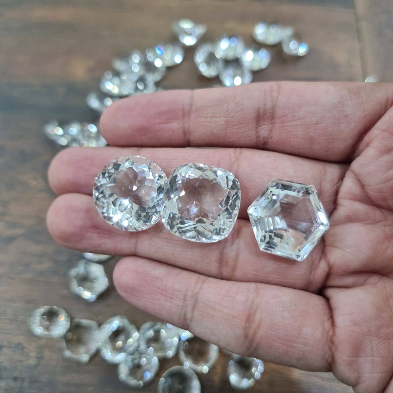 5 Pcs Clear Quartz Natural Faceted - Round| Hexagon | cushio - The LabradoriteKing