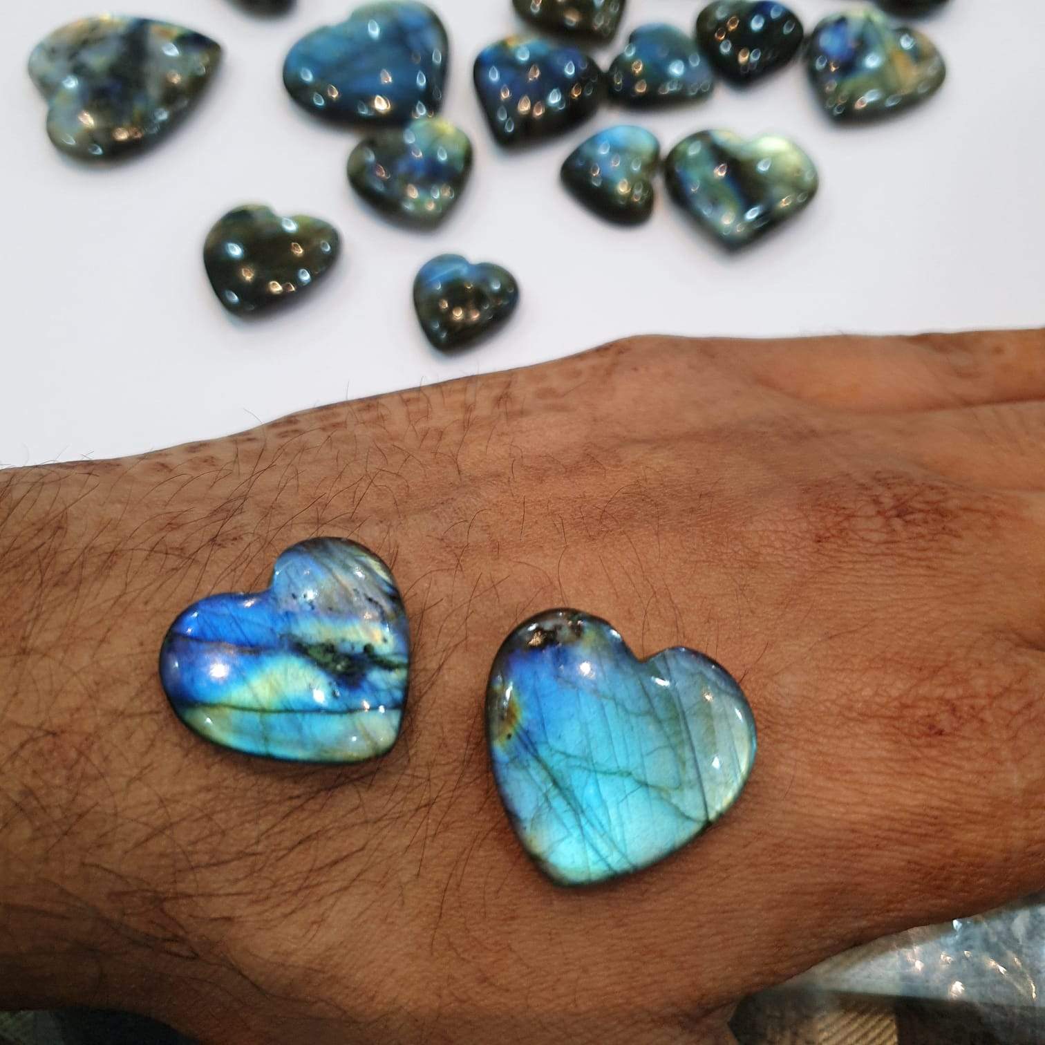 5 Pcs Natural Labradorite Hearts Well Polished - The LabradoriteKing