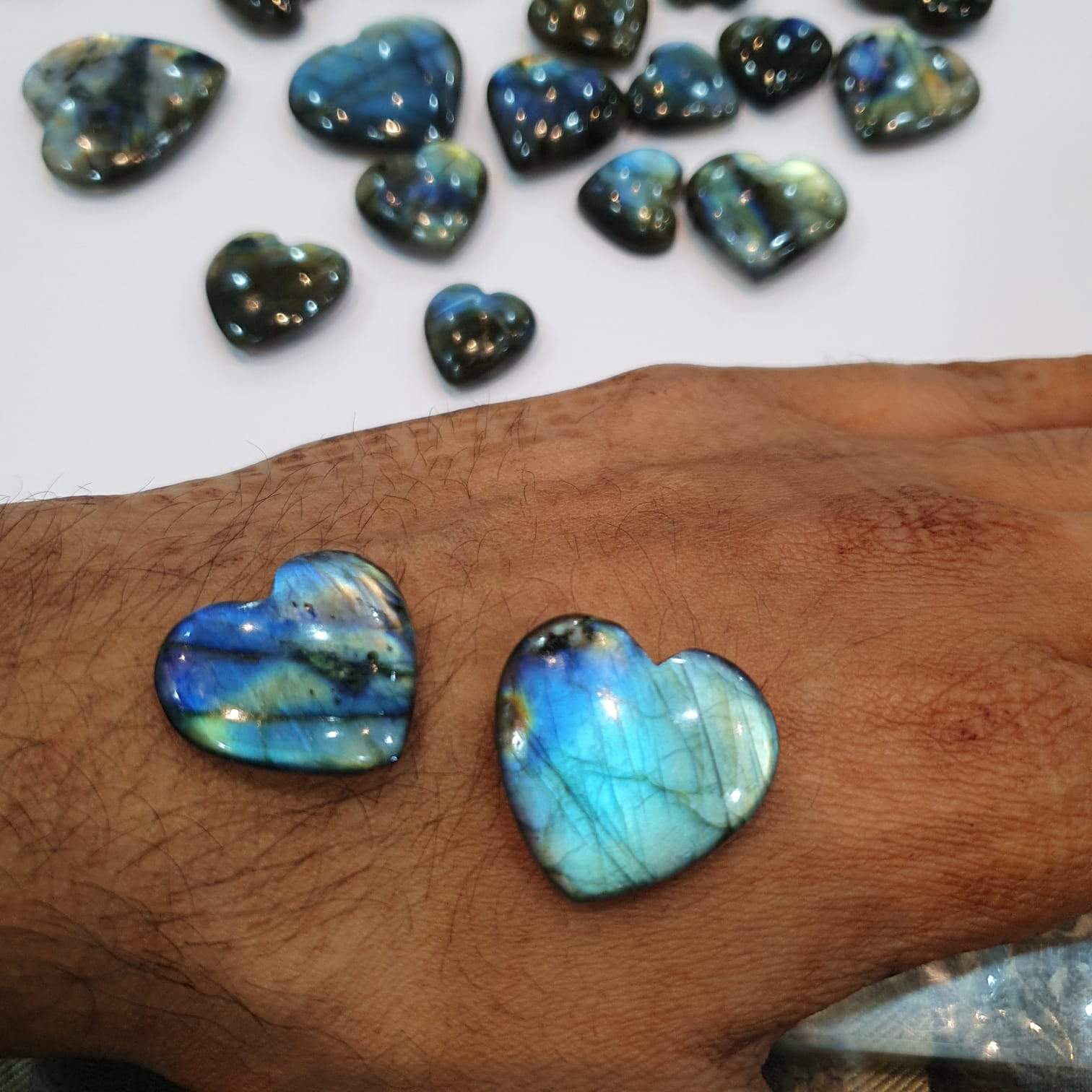 5 Pcs Natural Labradorite Hearts Well Polished - The LabradoriteKing