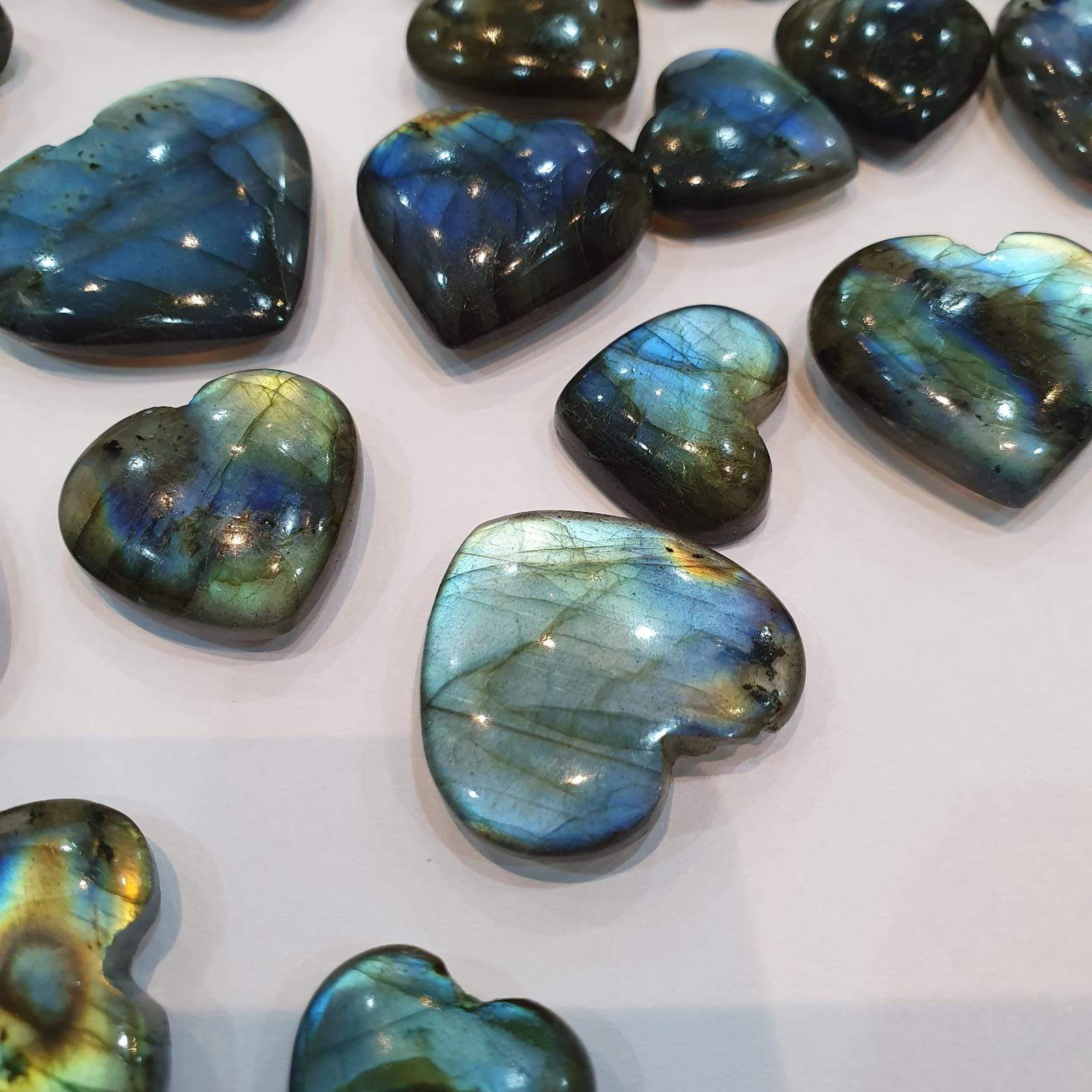 5 Pcs Natural Labradorite Hearts Well Polished - The LabradoriteKing