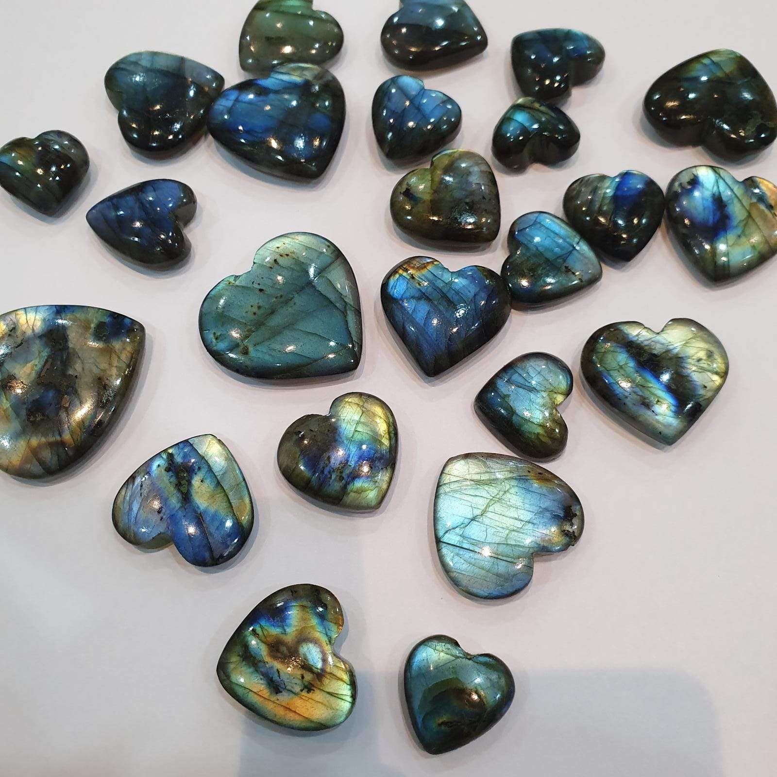 5 Pcs Natural Labradorite Hearts Well Polished - The LabradoriteKing