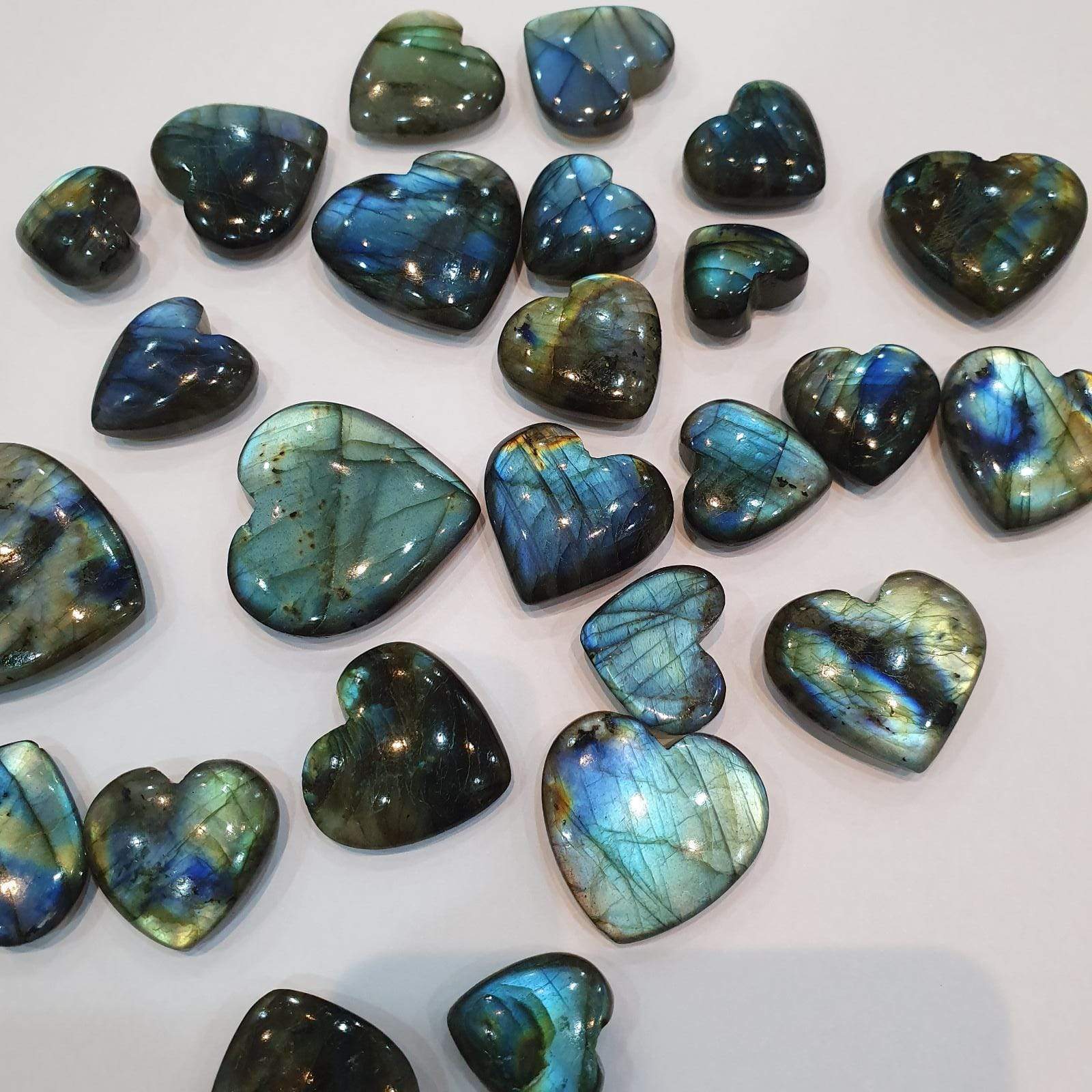 5 Pcs Natural Labradorite Hearts Well Polished - The LabradoriteKing