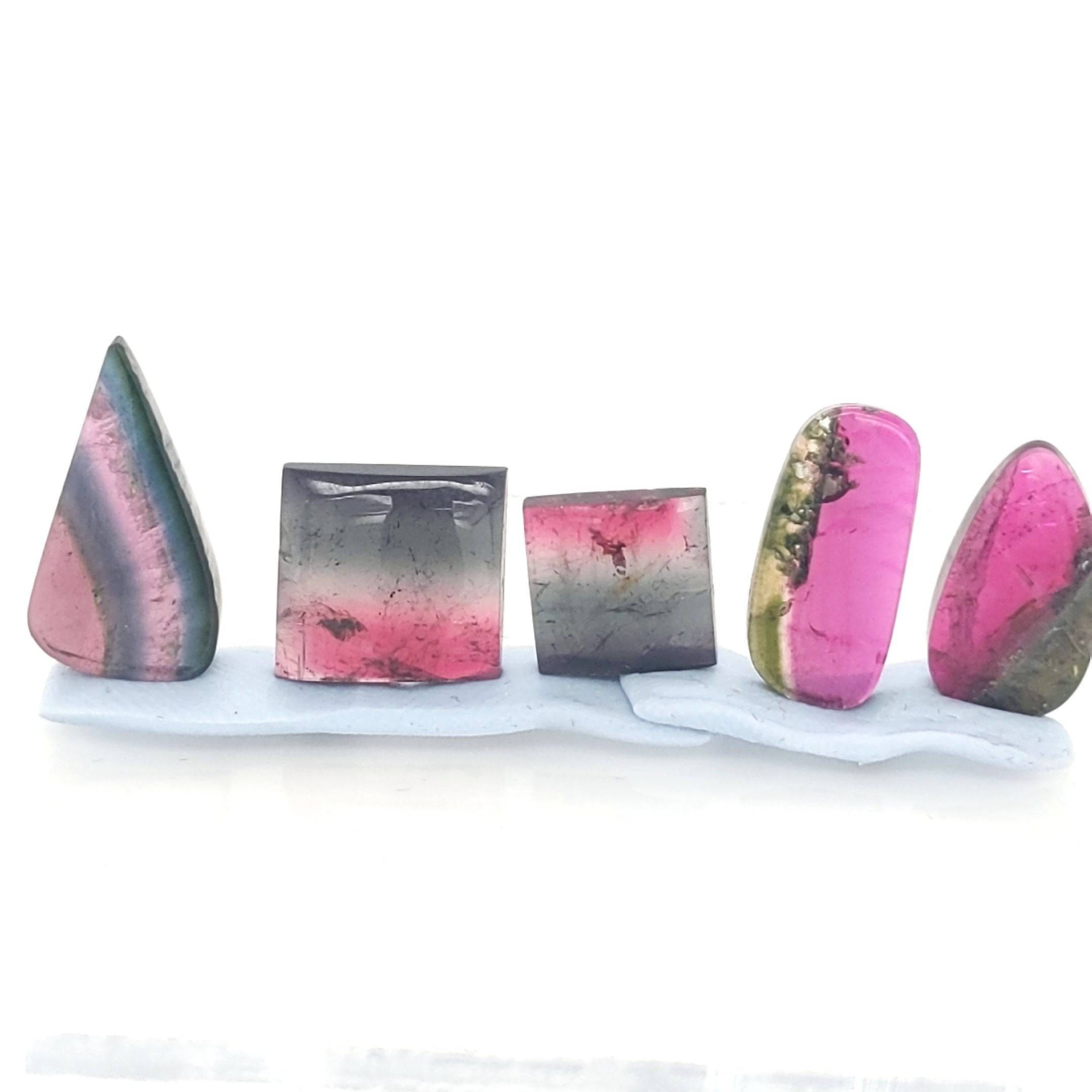 5 Pcs Pink Tourmaline Watermelon Slice Pairs |  18.8 Cts Pair | 9-17mm - The LabradoriteKing