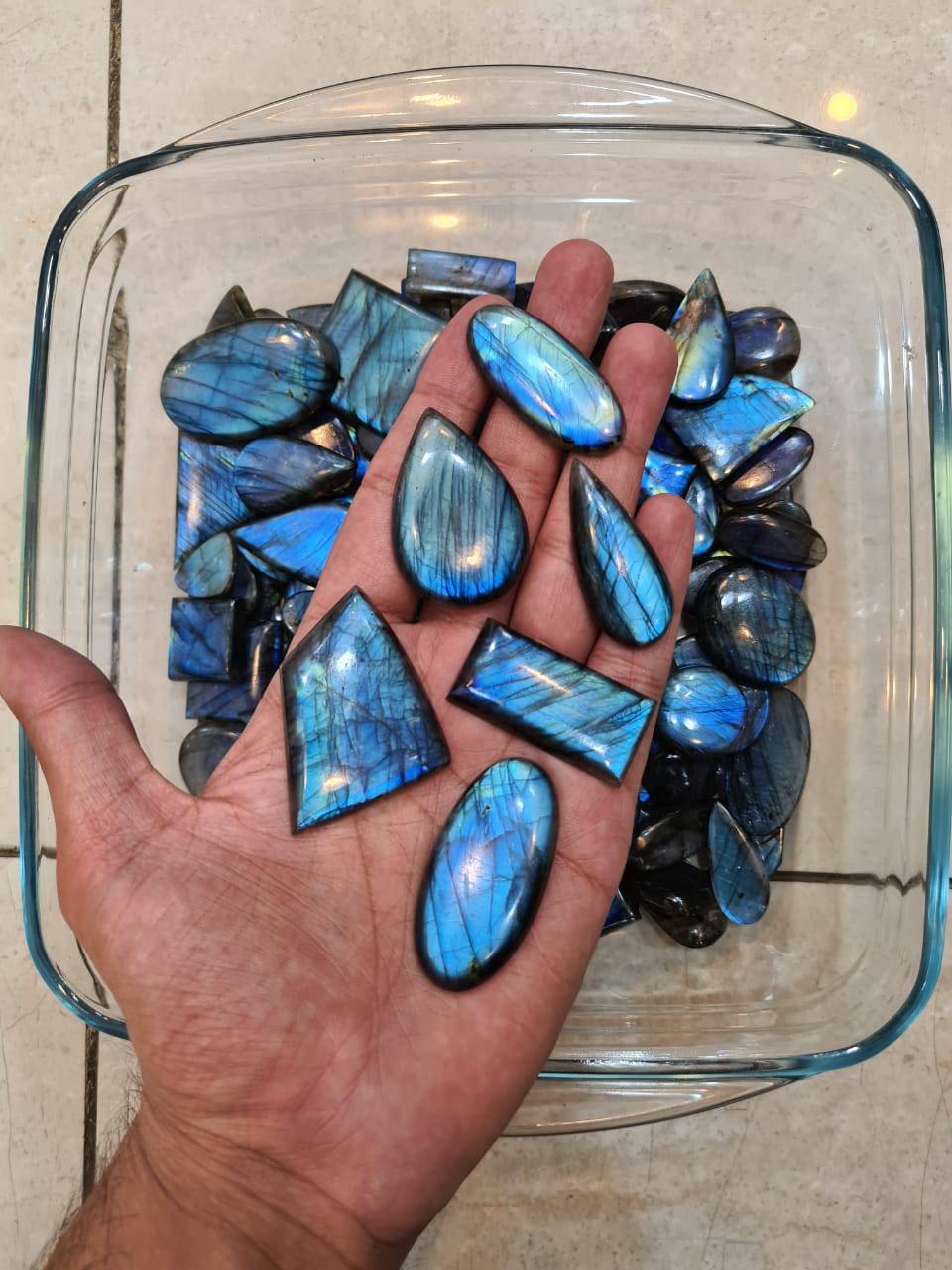 5 Pcs RANDOM sky Blue Labradorite Cabochons | 30-40mm - The LabradoriteKing