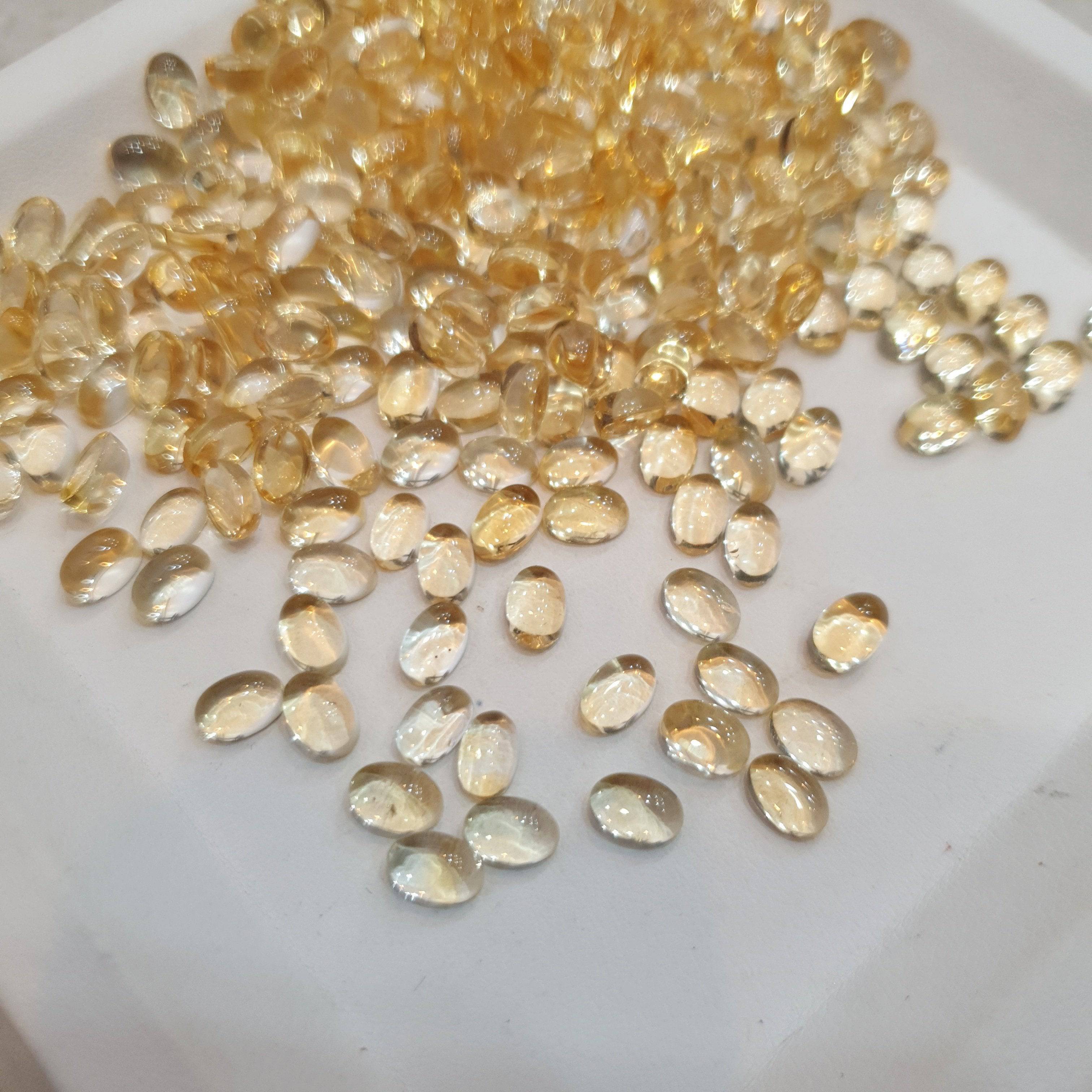 50 Pcs Natural Citrine Cabochons | Soft Yellow | Ovals Flat Back - The LabradoriteKing