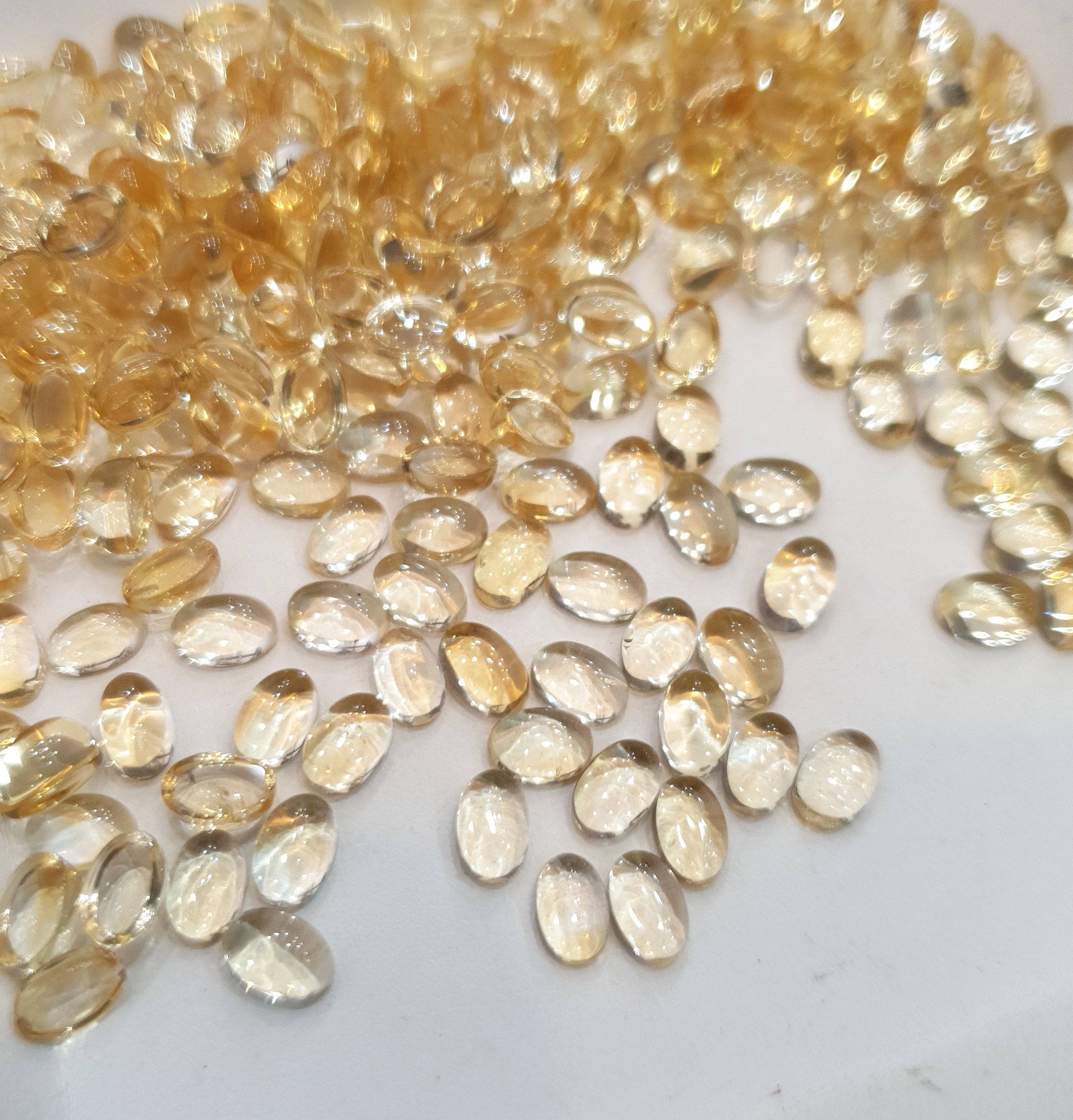 50 Pcs Natural Citrine Cabochons | Soft Yellow | Ovals Flat Back - The LabradoriteKing