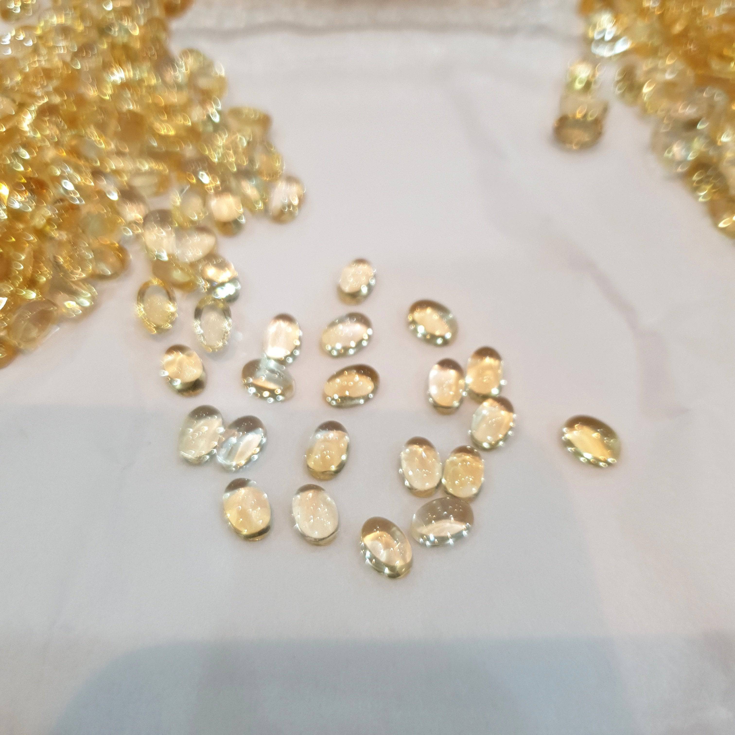 50 Pcs Natural Citrine Cabochons | Soft Yellow | Ovals Flat Back - The LabradoriteKing