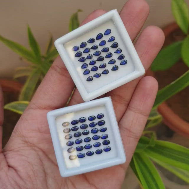 10 Pcs Natural Sapphires Ovals and Pear 5x4mm