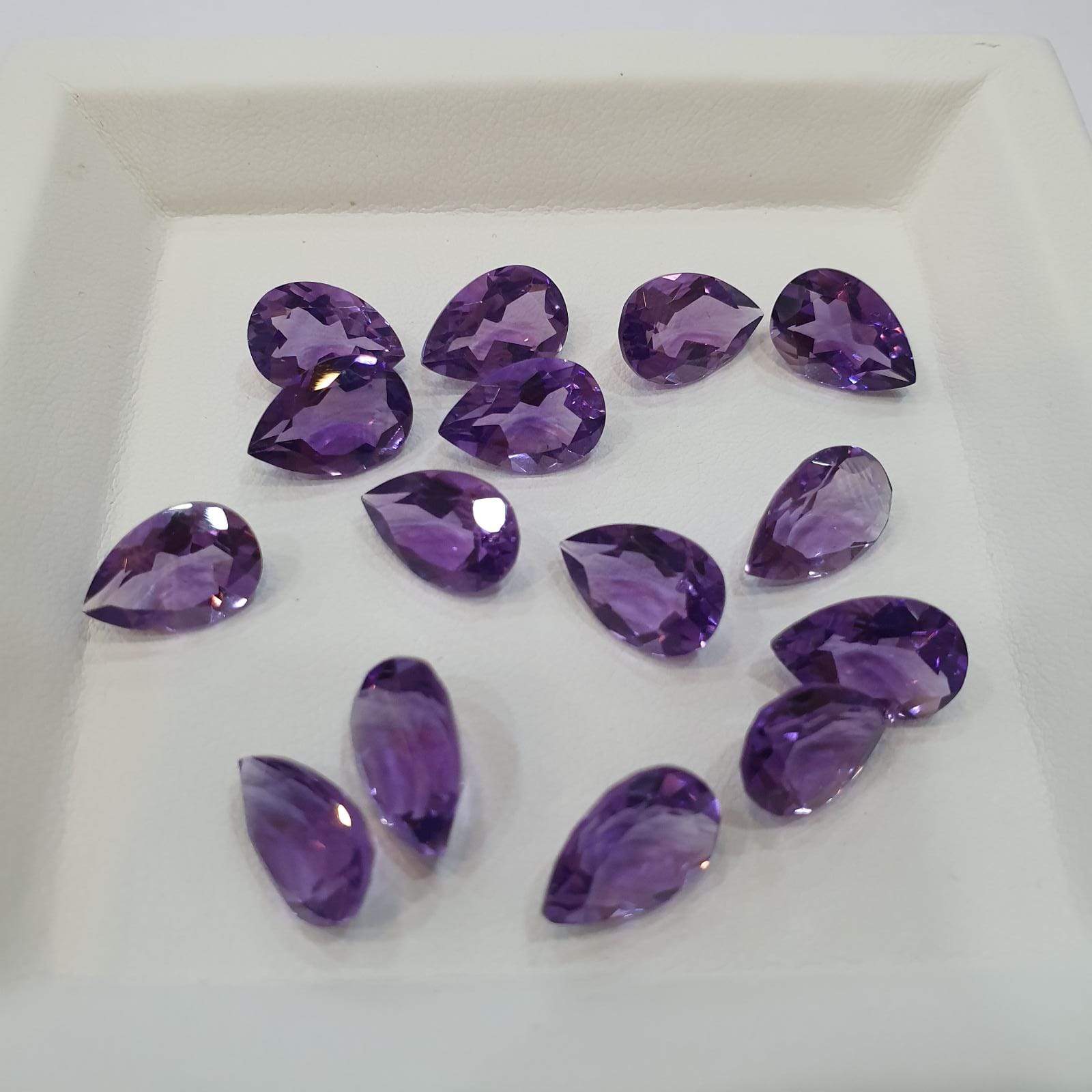 6 Pcs Natural Amethyst Teardrops 11x8mm Calibrated - The LabradoriteKing