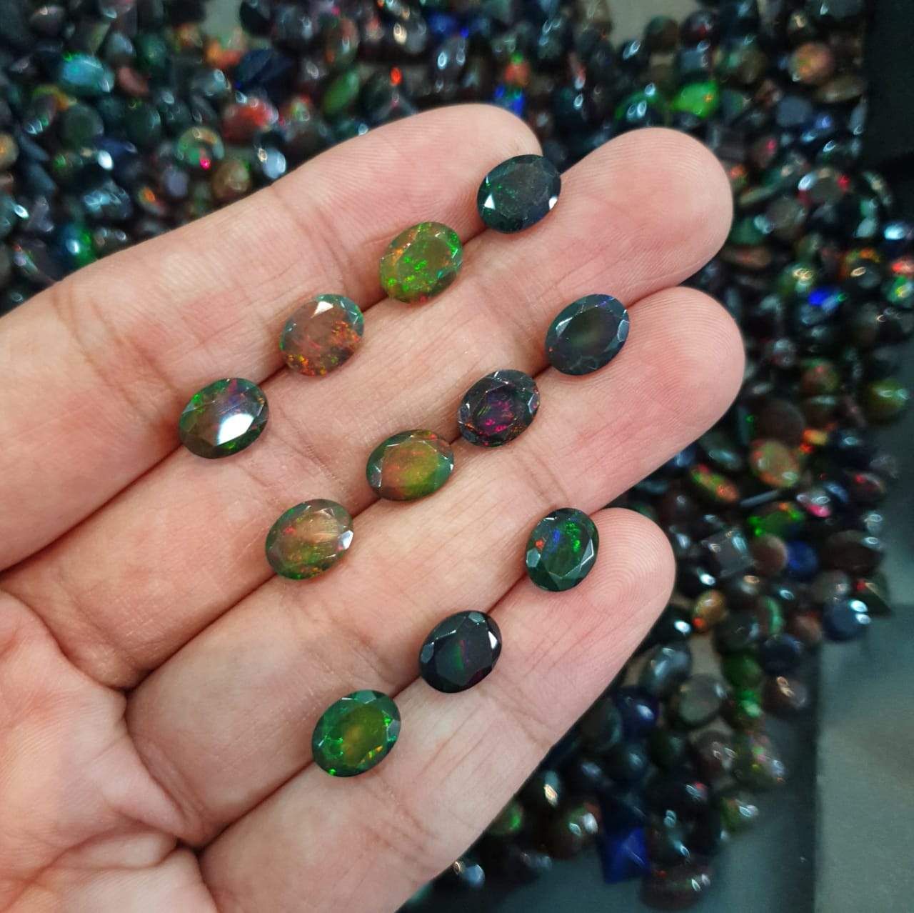 6 Pcs Natural Black Opal 8mm Ovals | Faceted in 8x6mm - The LabradoriteKing