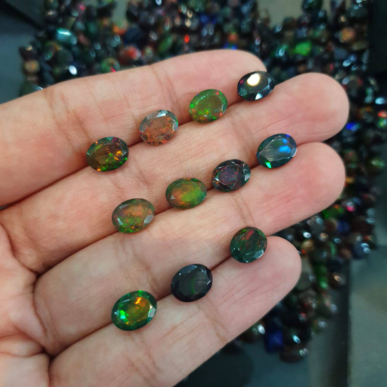 6 Pcs Natural Black Opal 8mm Ovals | Faceted in 8x6mm - The LabradoriteKing