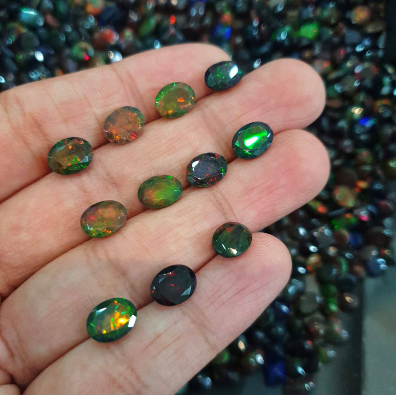 6 Pcs Natural Black Opal 8mm Ovals | Faceted in 8x6mm - The LabradoriteKing