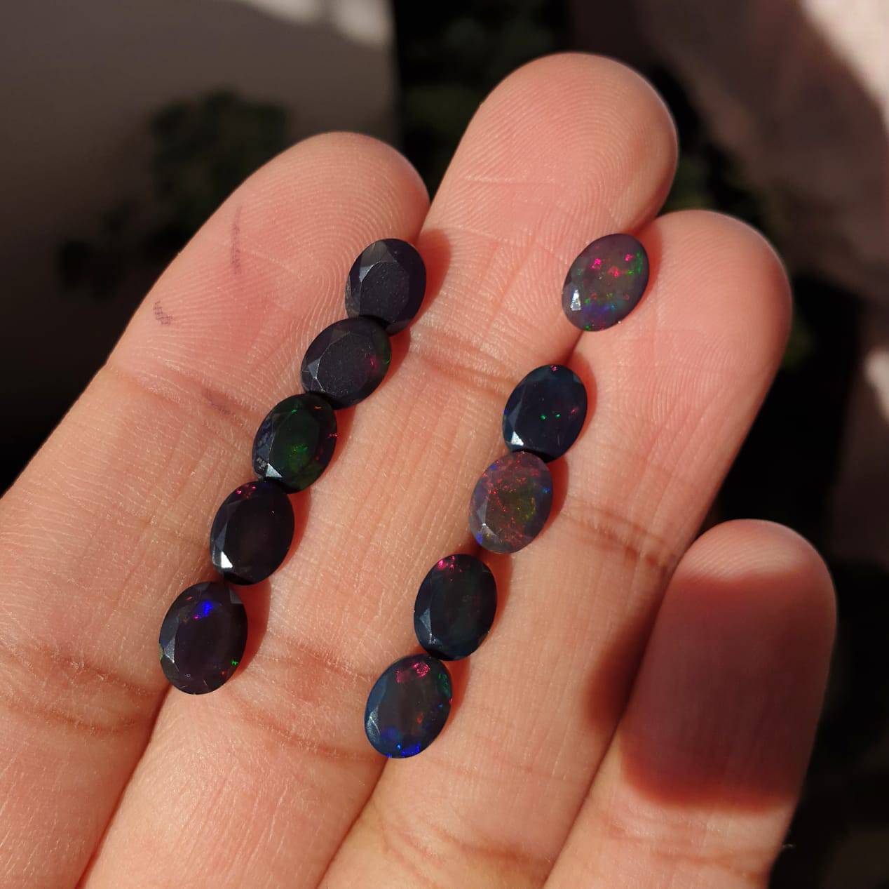 6 Pcs Natural Black Opal 8mm Ovals | Faceted in 8x6mm - The LabradoriteKing