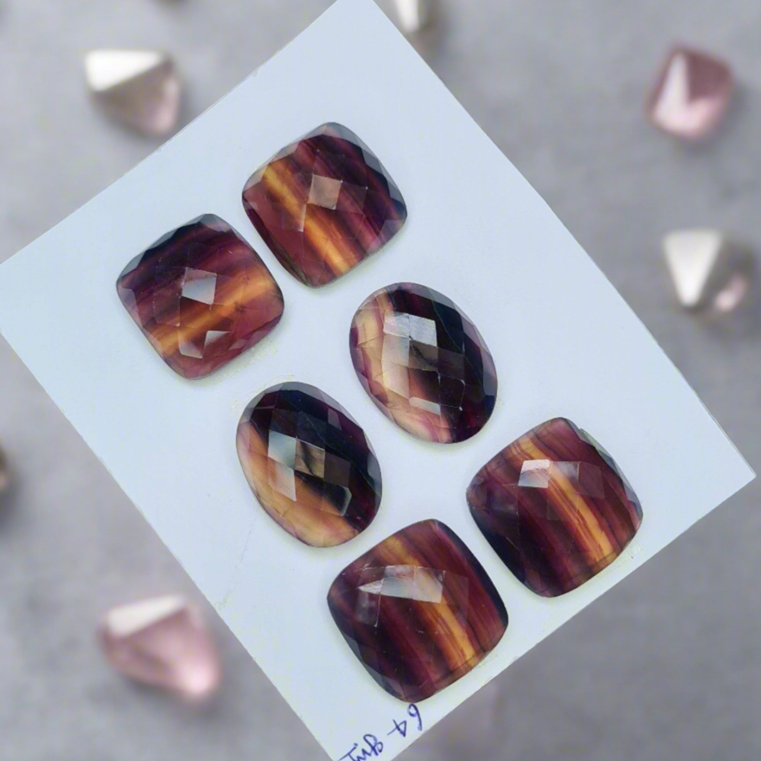 6 Pcs Natural Fluorite Rosecut Gemstones | Mix Shape, 24-29mm Size, - The LabradoriteKing