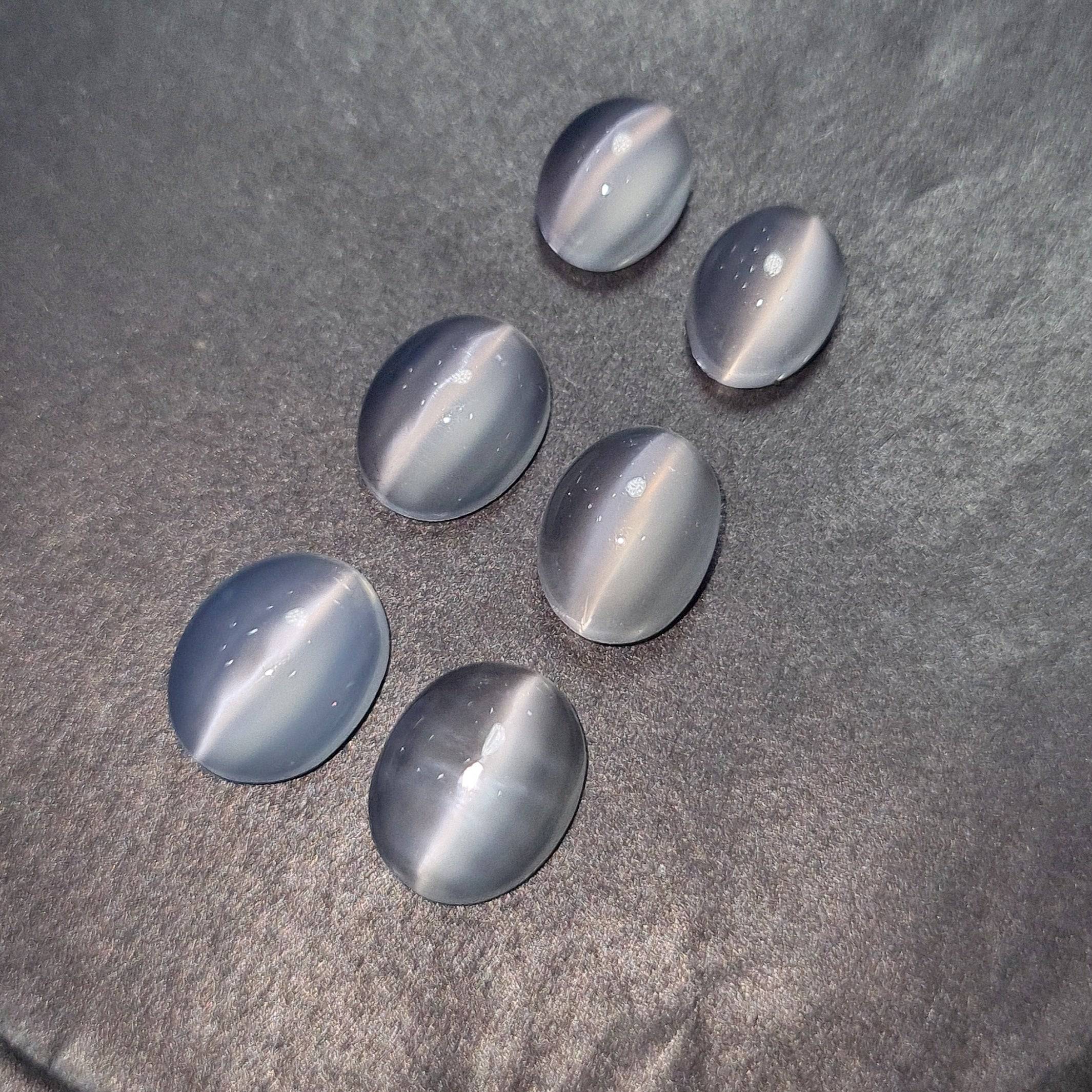 6 Pcs of Moonstones Cat eye | Natural Cabochons Graduated  Size Pair - The LabradoriteKing