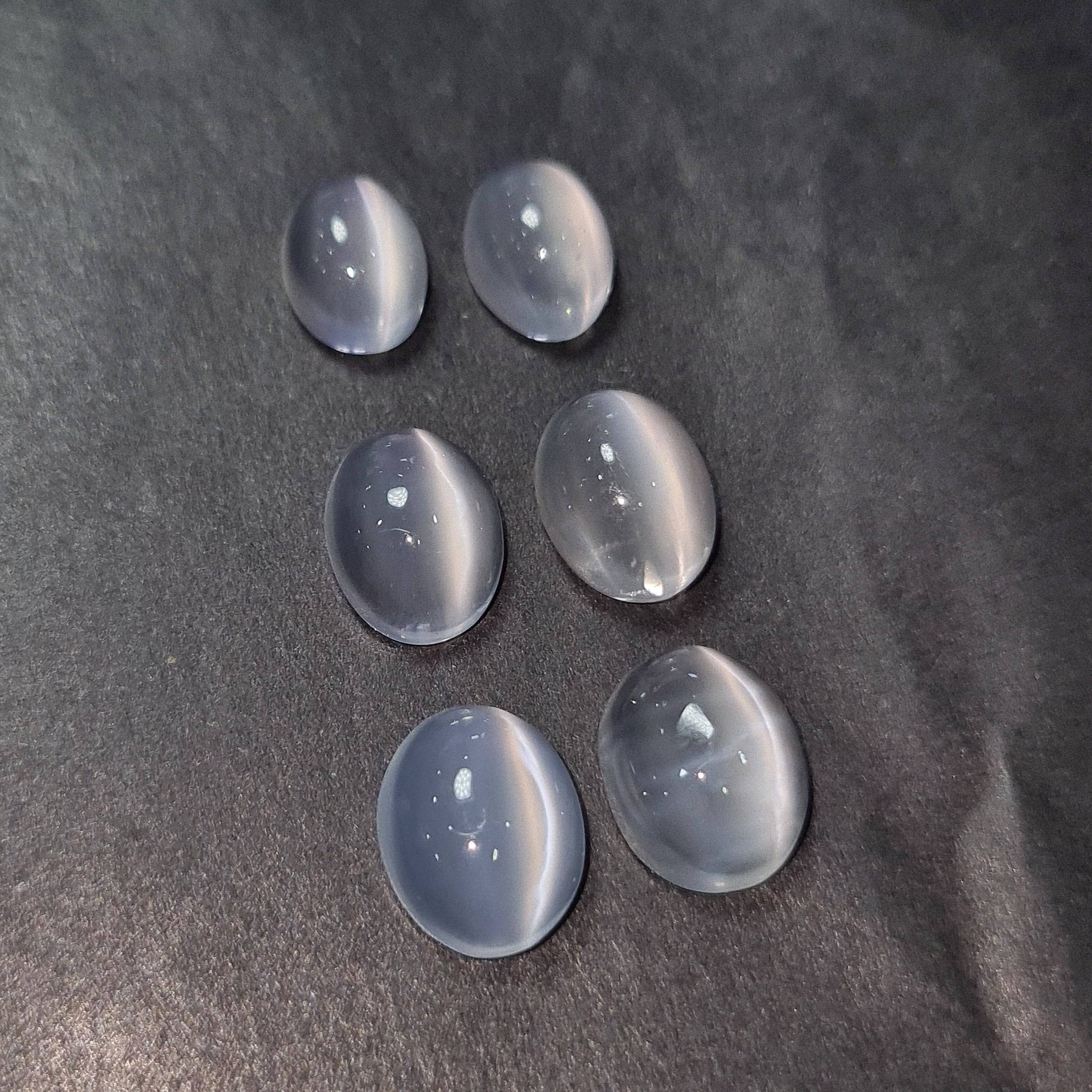 6 Pcs of Moonstones Cat eye | Natural Cabochons Graduated  Size Pair - The LabradoriteKing