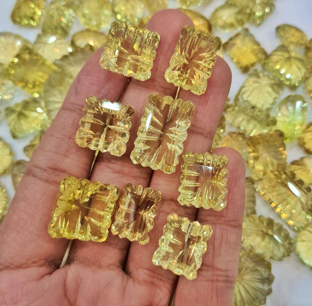 6 Pcs of Yellow Quartz Carved | 20-25mm Good quality - The LabradoriteKing