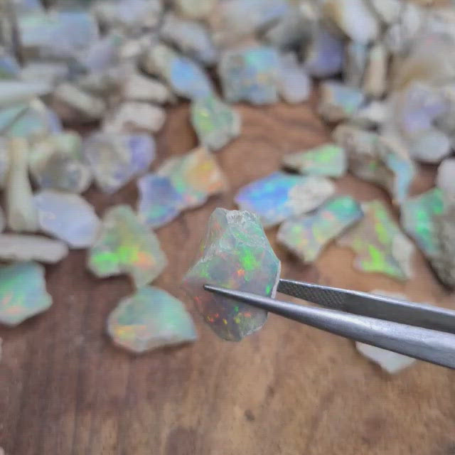 12 Pcs Raw Ethiopian Opals | Thinner slice of 12-20mm Mix