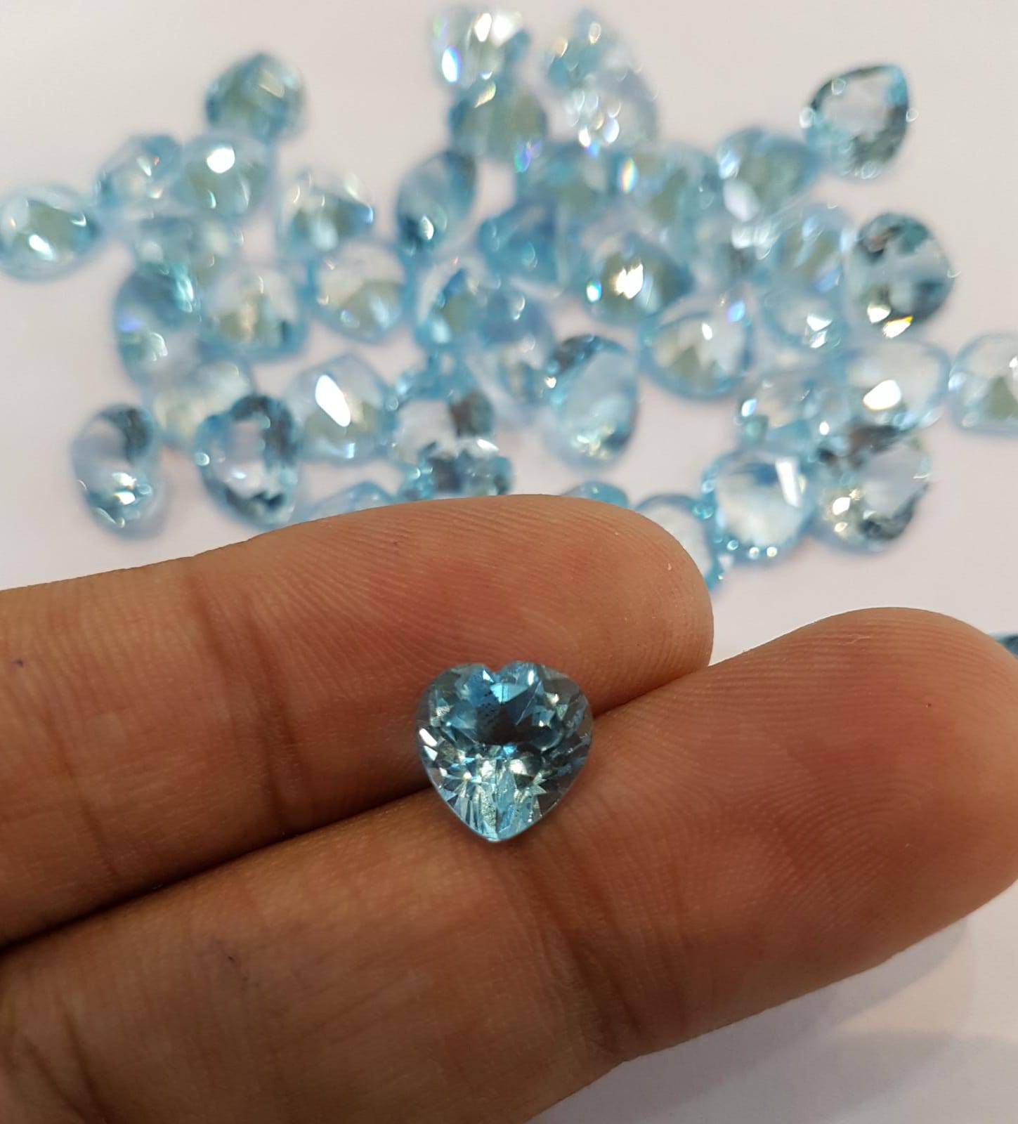 6mm Natural Blue Topaz Hearts Flawless Sky Blue - The LabradoriteKing