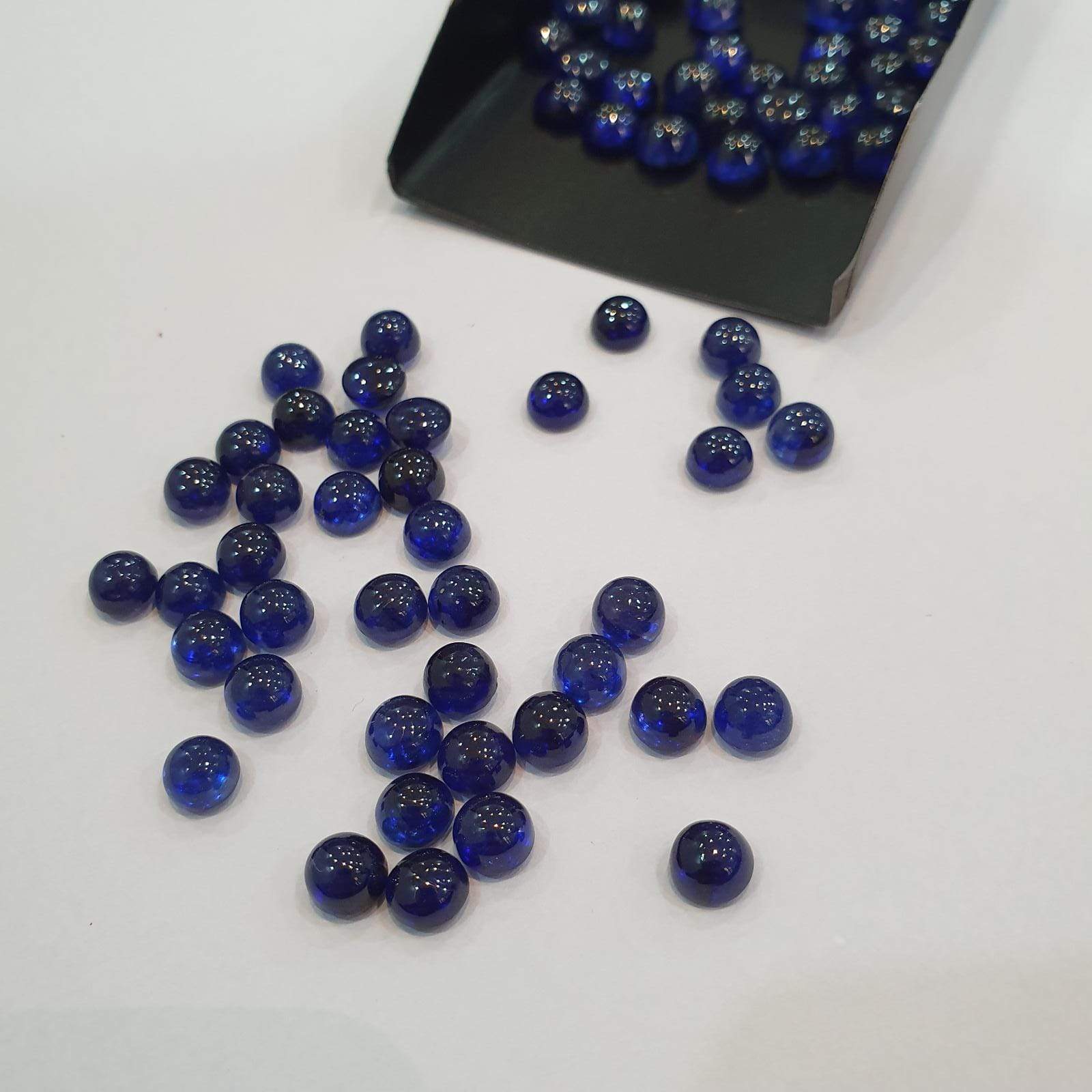 6pcs Natural Sapphire ROUND Cabs Lot | Royal Blue | 5-6mm - The LabradoriteKing