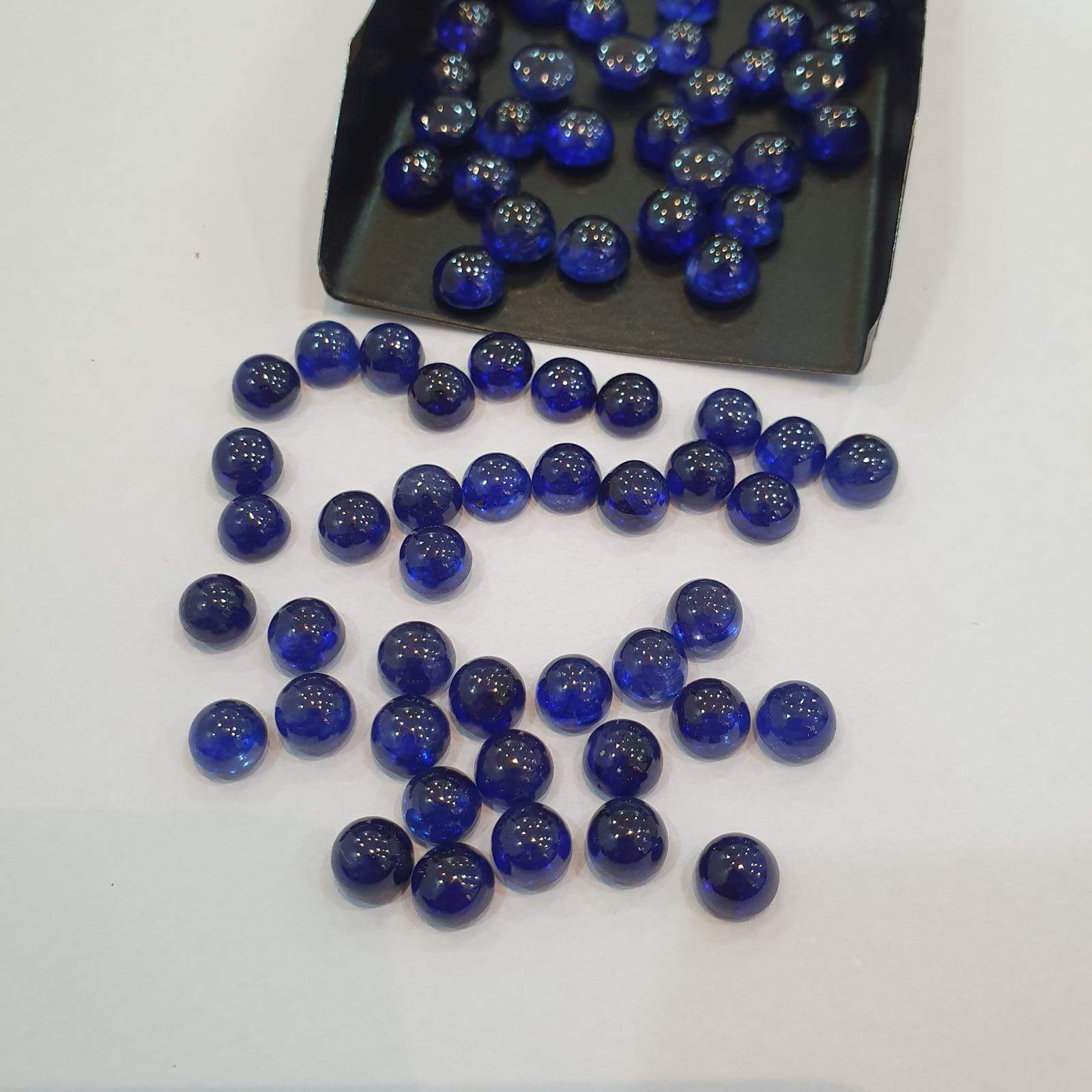 6pcs Natural Sapphire ROUND Cabs Lot | Royal Blue | 5-6mm - The LabradoriteKing