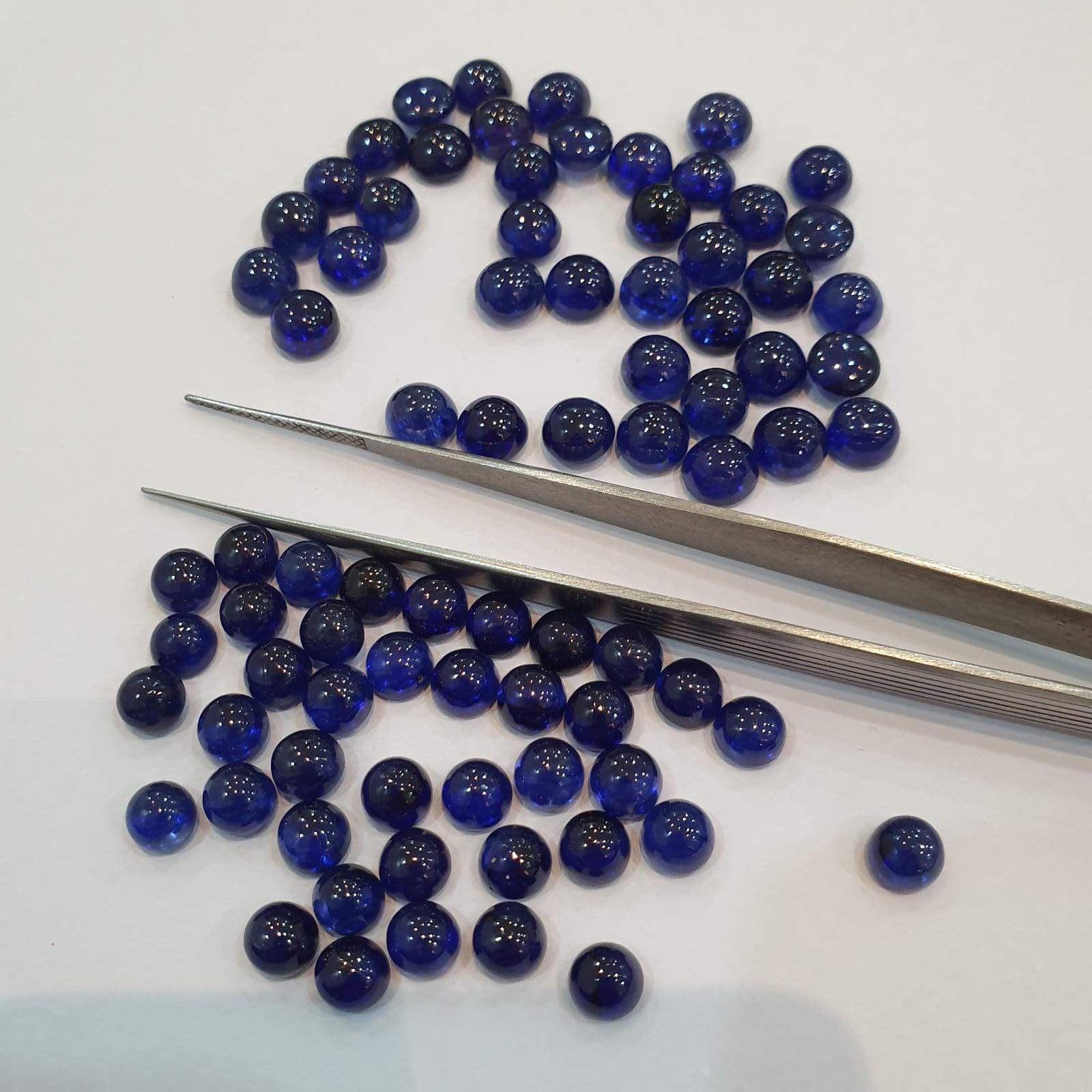 6pcs Natural Sapphire ROUND Cabs Lot | Royal Blue | 5-6mm - The LabradoriteKing