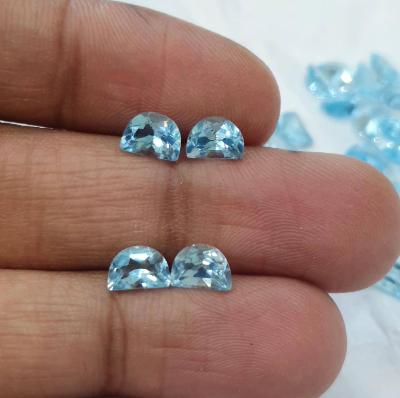 6Pcs of Blue Topaz Half Moon shape 7x5mm Top Quality - The LabradoriteKing